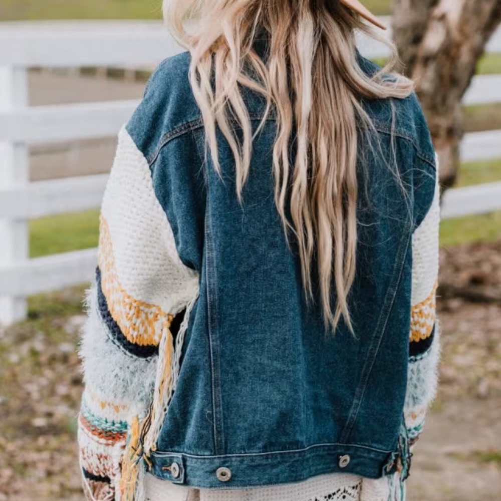 POL Denim Jacket with Knitted sleeves - Picture 4 of 4